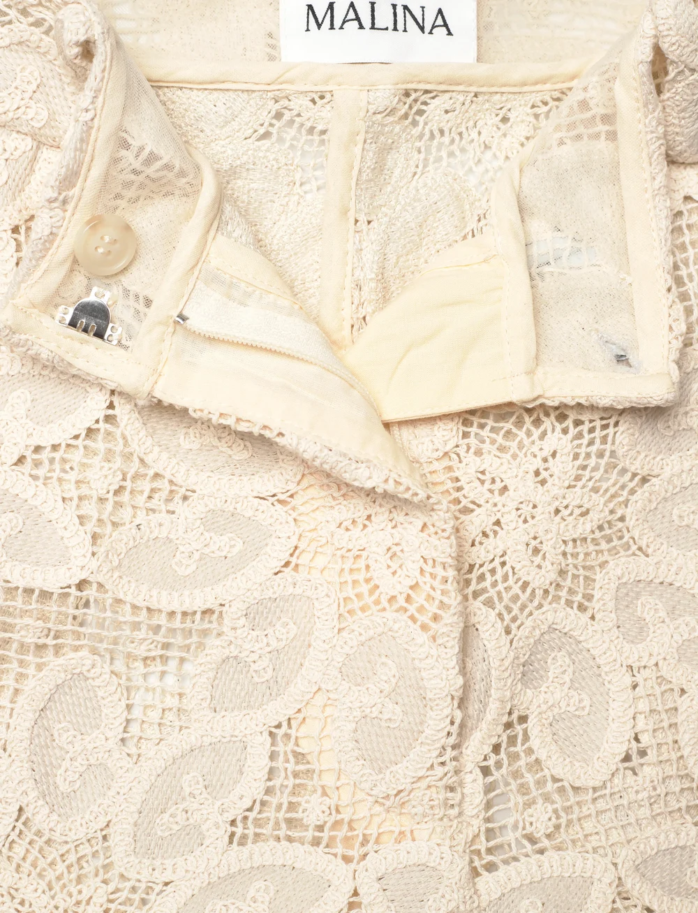Malina - Natalina Guipure Lace Pants - bukser med lige ben - sand - 5
