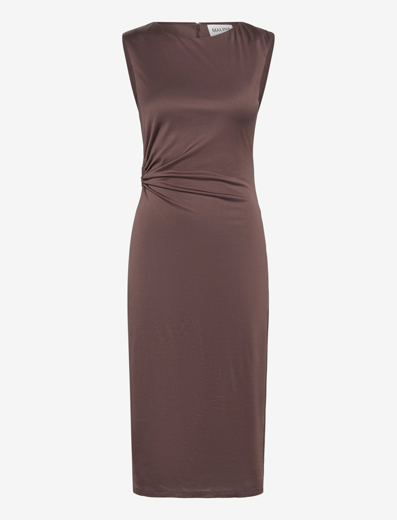 Malina - Marquis Ruched Cut Out Jersey Midi Dress - kokteilikleidid - chocolate - 1