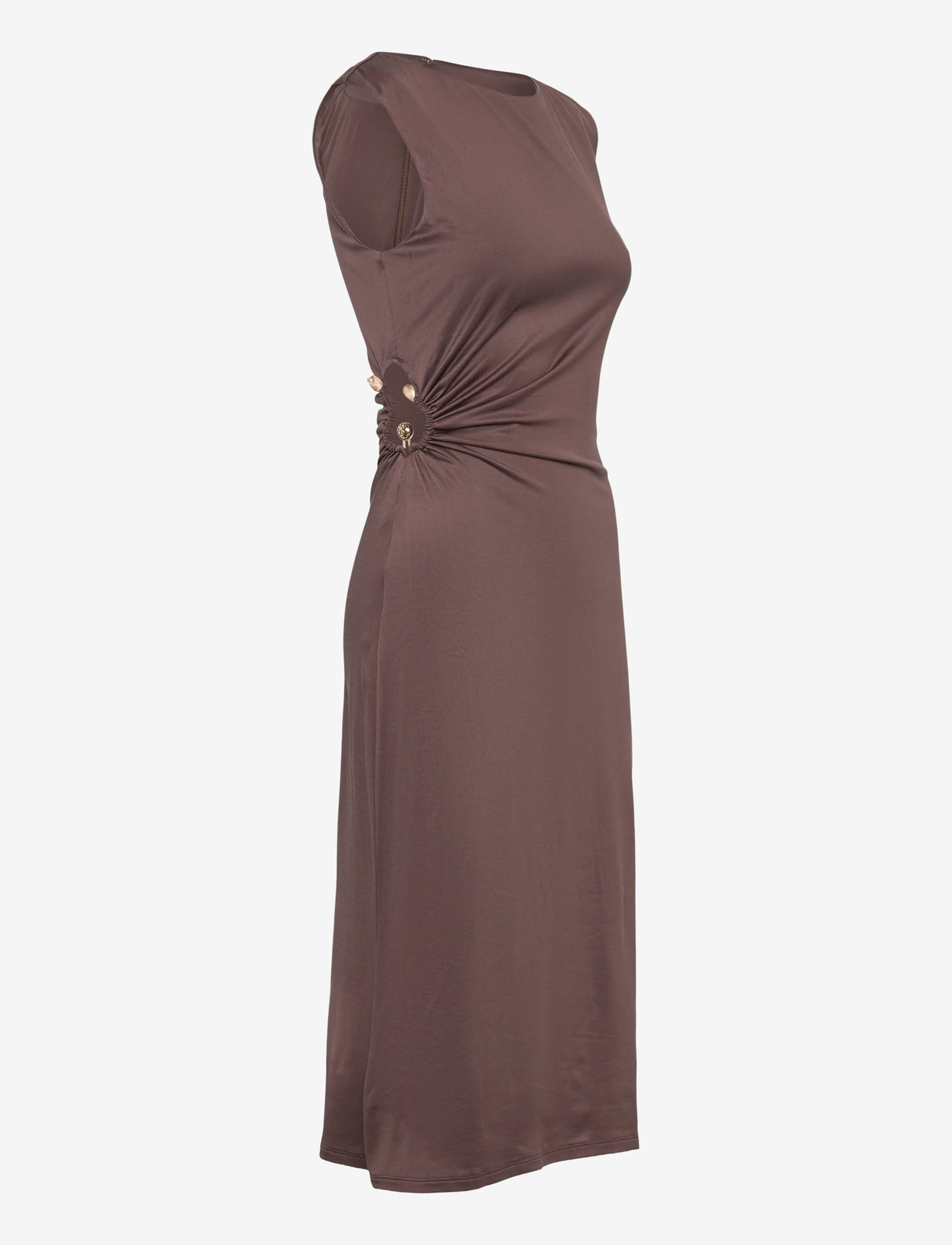 Malina - Marquis Ruched Cut Out Jersey Midi Dress - kokteilikleidid - chocolate - 3