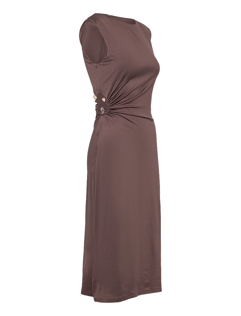 Malina - Marquis Ruched Cut Out Jersey Midi Dress - cocktailkjoler - chocolate - 3