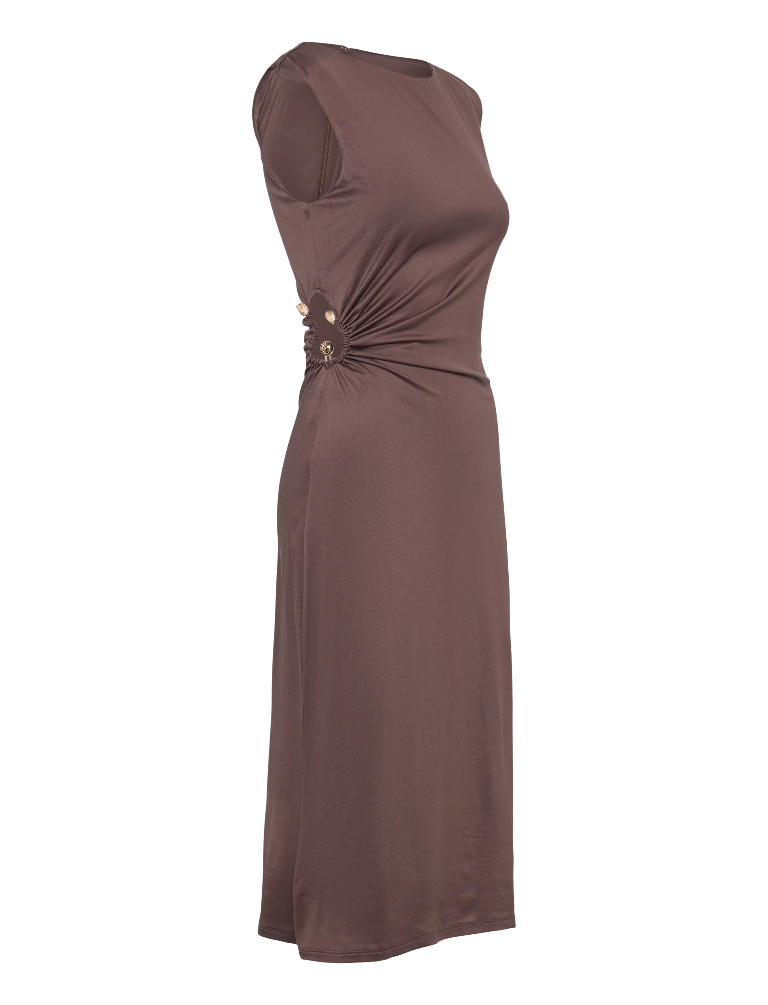 Malina - Marquis Ruched Cut Out Jersey Midi Dress - robes de cocktail - chocolate - 3