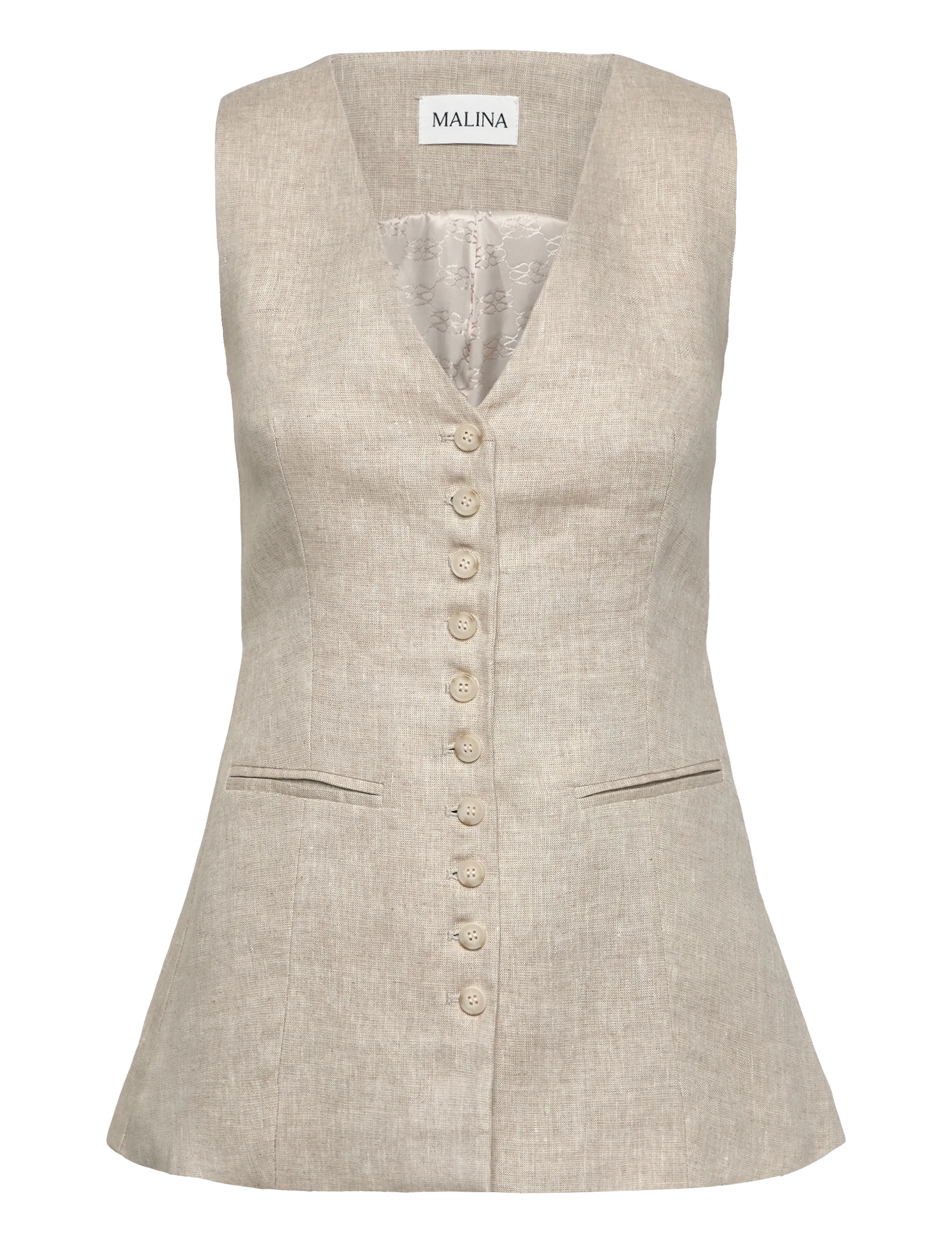 MALINA Cielo Linen Vest Cream - 34 - Damen