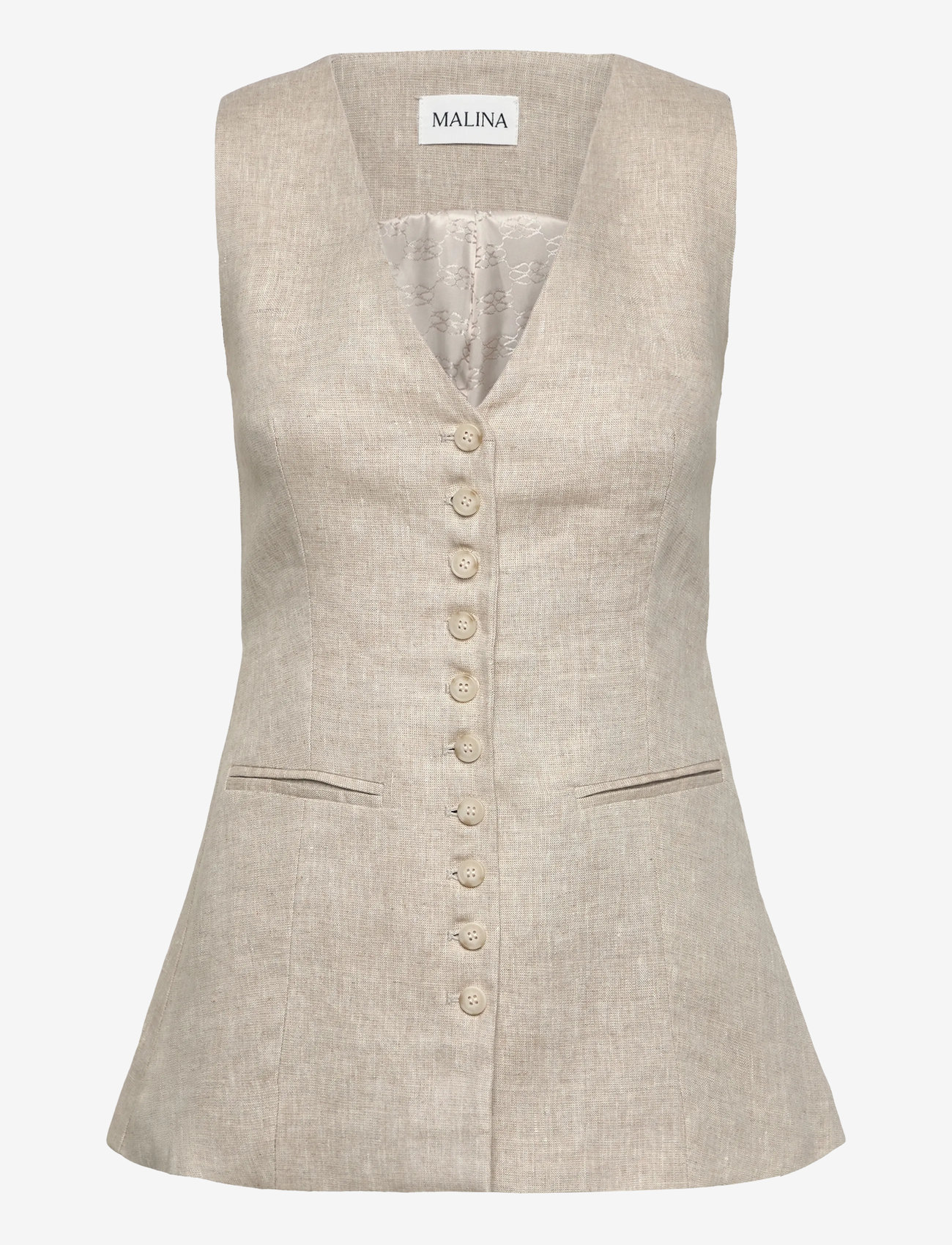 Malina - Cielo Linen Vest - varrukateta jakid - sand - 0