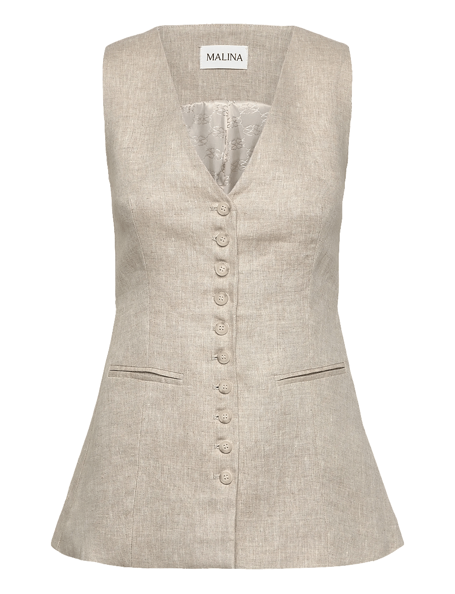 Malina - Cielo Linen Vest - westen - sand - 1