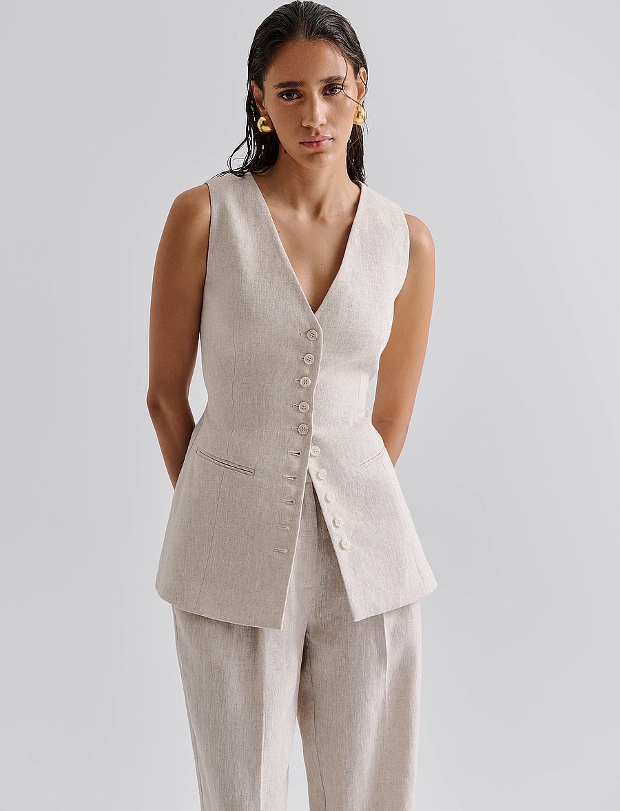 Malina - Cielo Linen Vest - westen - sand - 0