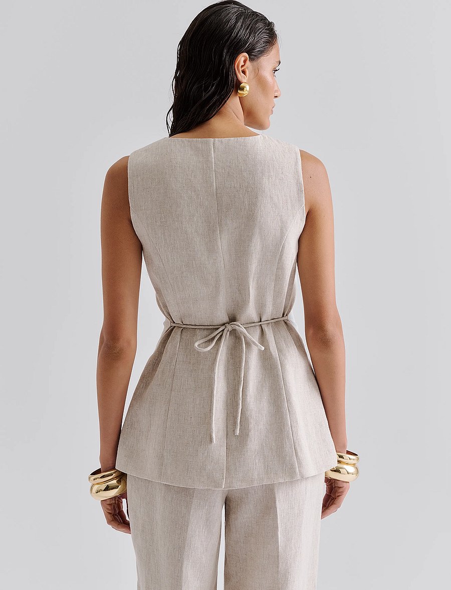 Malina - Cielo Linen Vest - westen - sand - 3