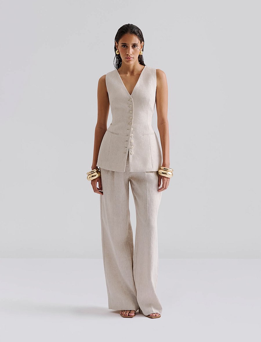 Malina - Cielo Linen Vest - westen - sand - 4