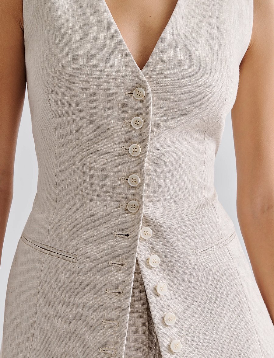 Malina - Cielo Linen Vest - westen - sand - 5