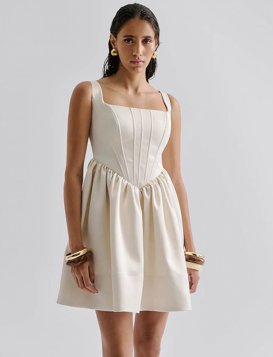 Malina - Livia Drop Waist Mini Dress - partykleider - vanilla - 3
