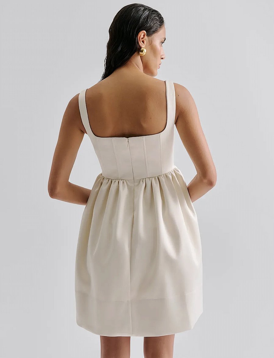 Malina - Livia Drop Waist Mini Dress - partykleider - vanilla - 4
