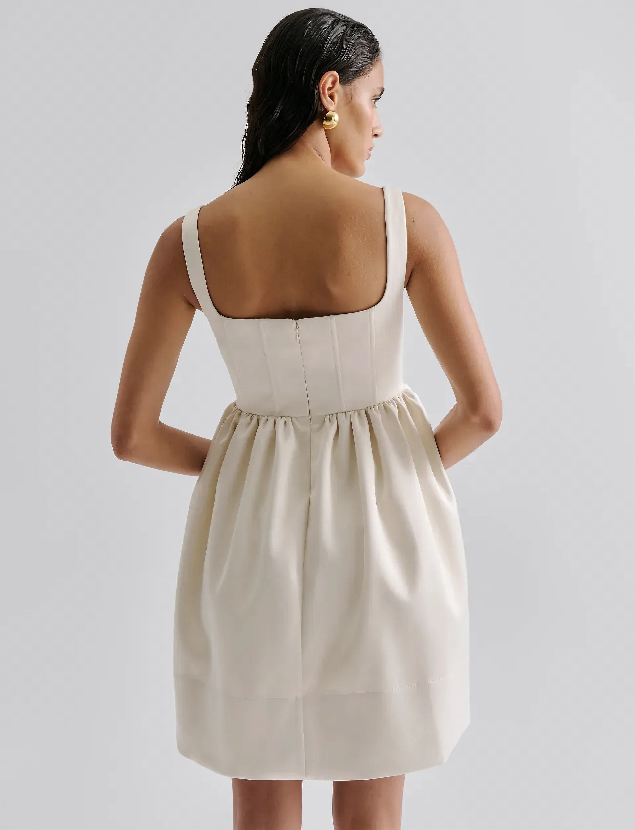 Malina - Livia Drop Waist Mini Dress - robes de fête - vanilla - 4