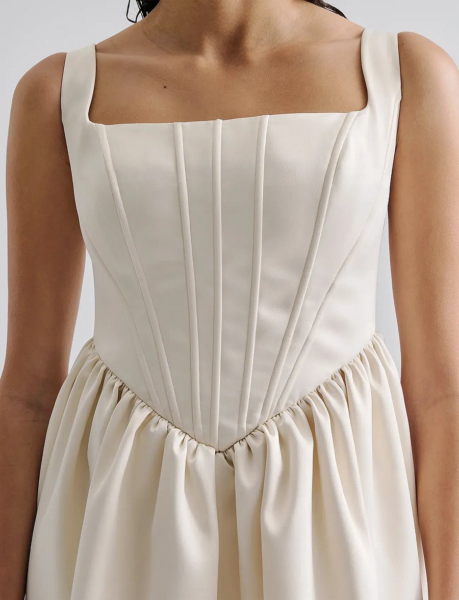 Malina - Livia Drop Waist Mini Dress - partykleider - vanilla - 5