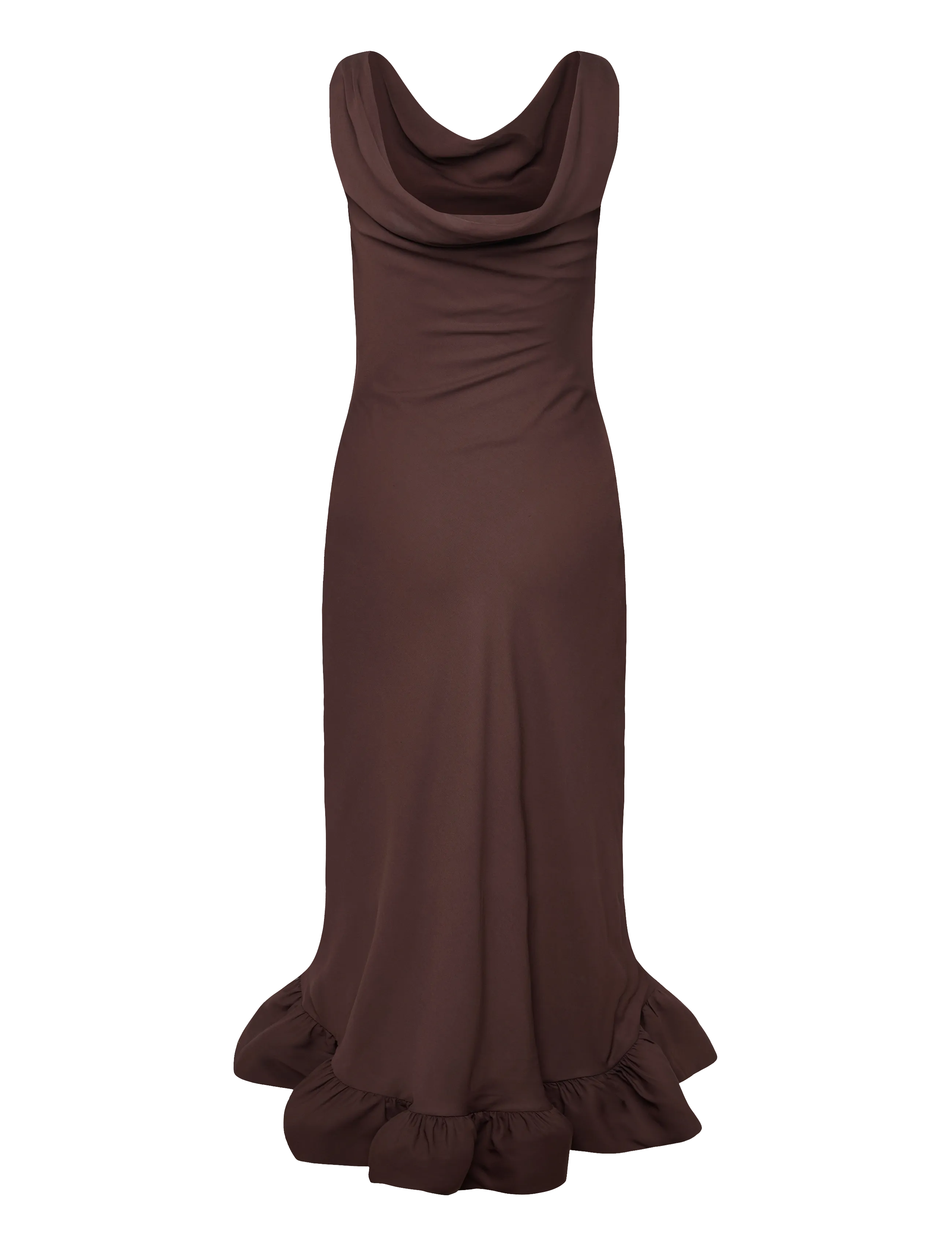 Malina - Alia Cowl Neck Ruffled Maxi Dress - Õhtukleidid - chocolate - 2