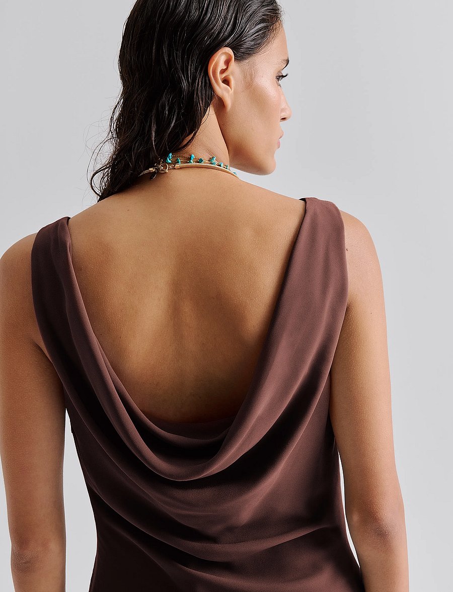 Malina - Alia Cowl Neck Ruffled Maxi Dress - aftonklänningar - chocolate - 5