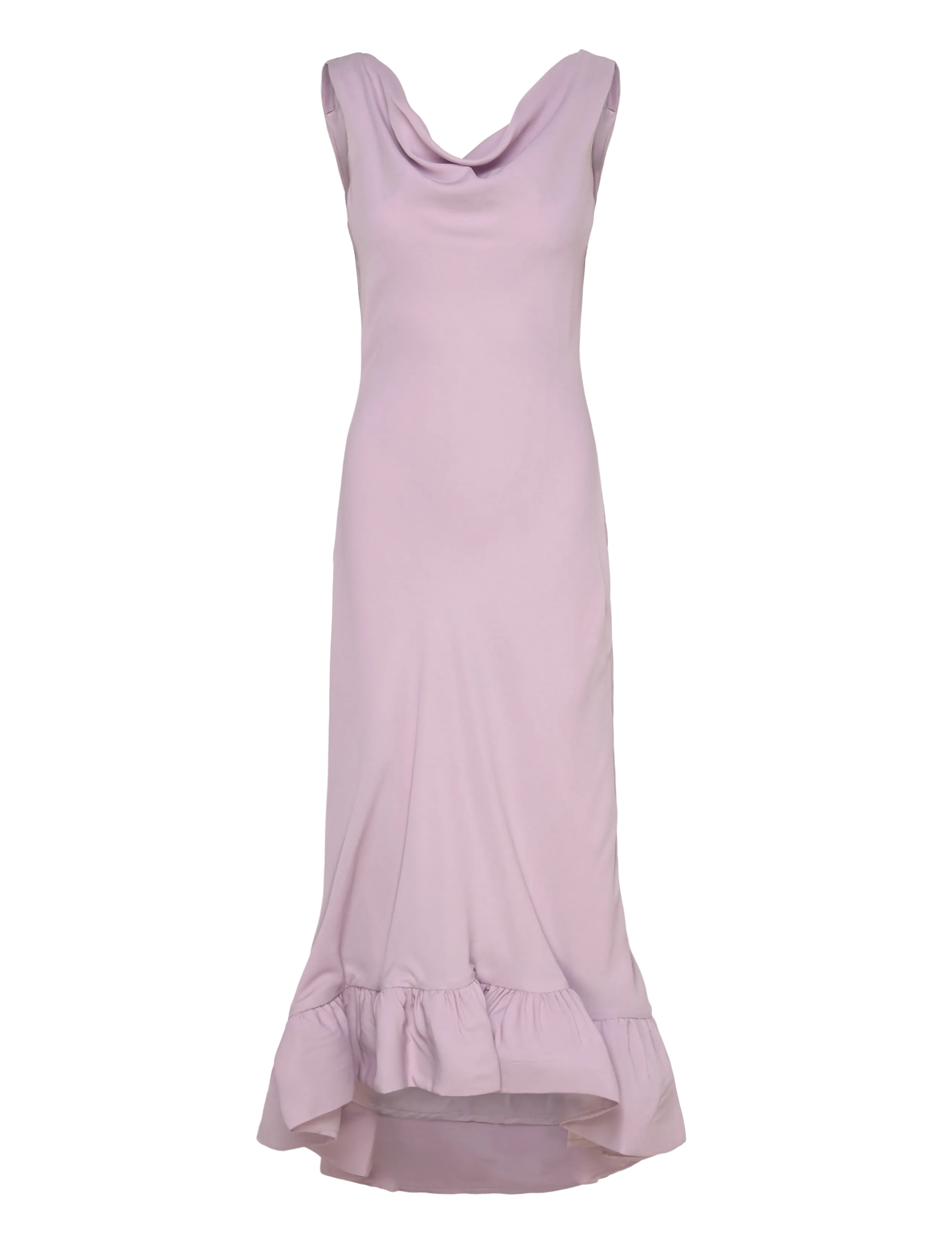 Malina Alia Cowl Neck Ruffled Maxi Dress - Modetrends - LAVENDER / pink/rose
