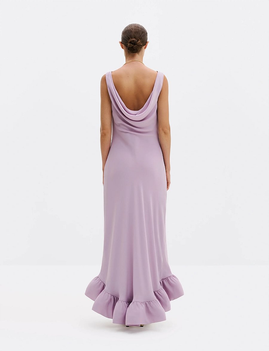 Malina - Alia Cowl Neck Ruffled Maxi Dress - abendkleider - lavender - 3