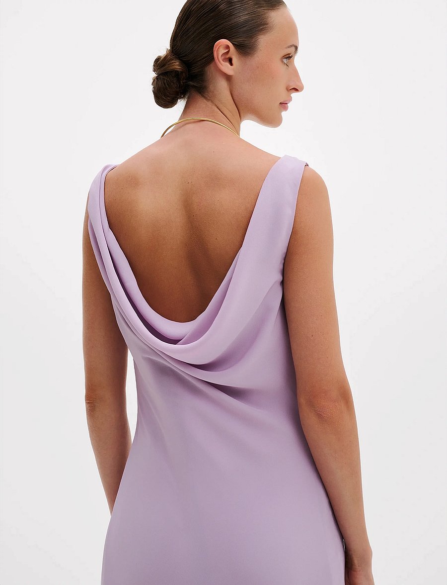 Malina - Alia Cowl Neck Ruffled Maxi Dress - abendkleider - lavender - 4