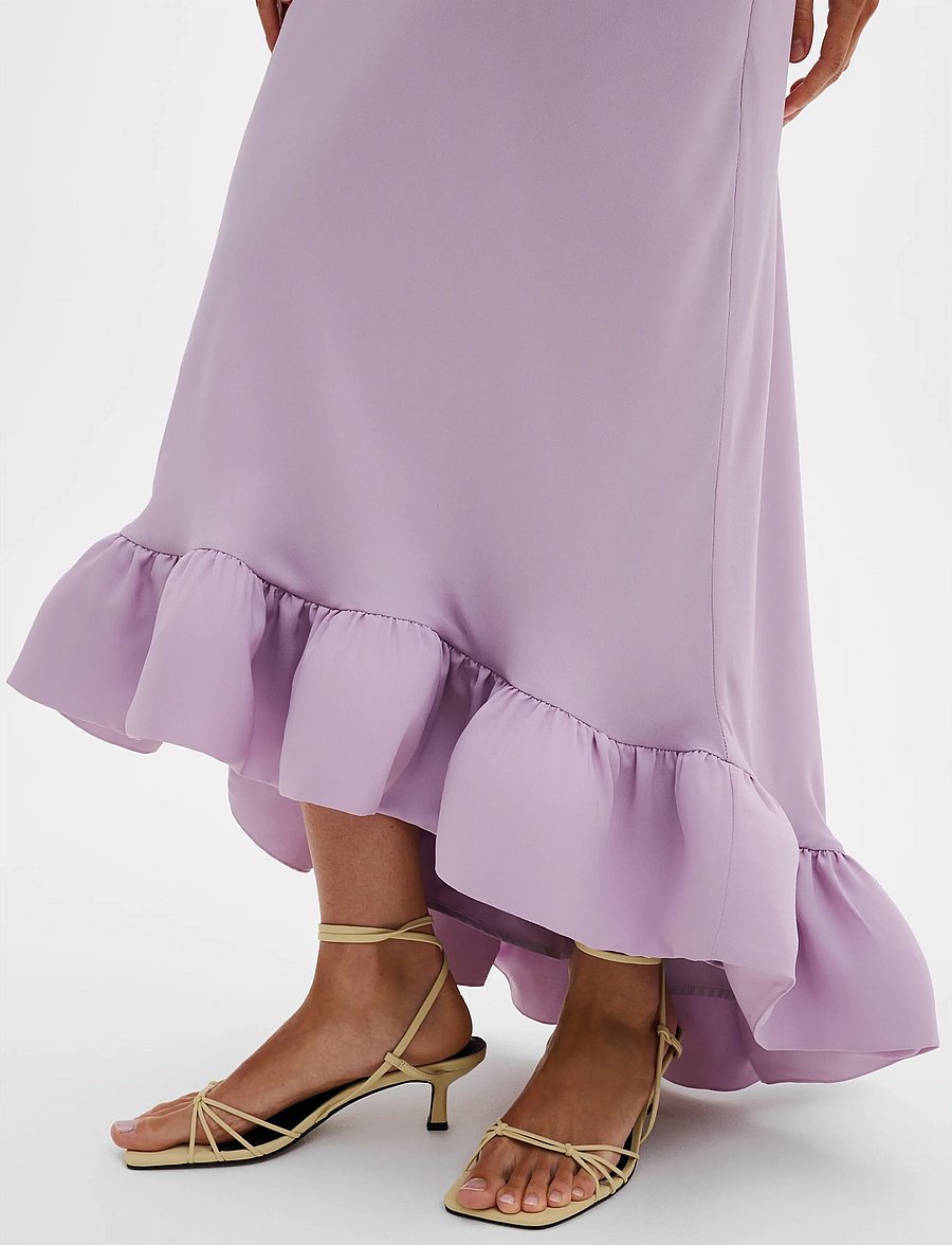 Malina - Alia Cowl Neck Ruffled Maxi Dress - abendkleider - lavender - 5