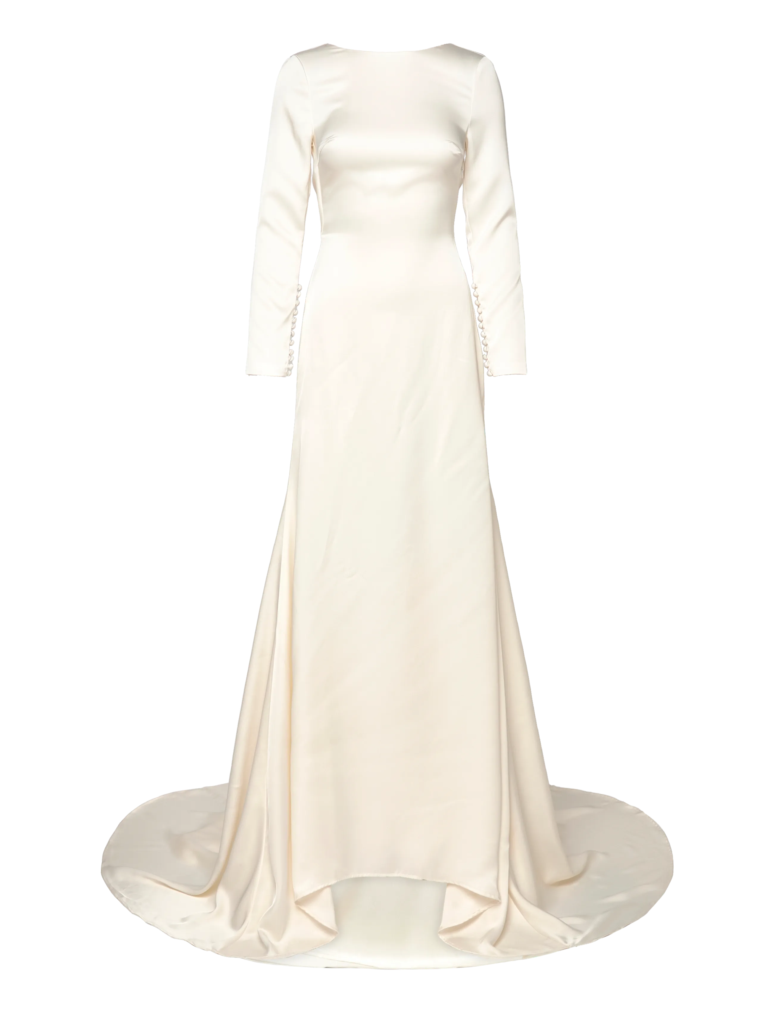 MALINA Hermine Langärmelig Cowl Back Bridal Gown Cream - 32 - Damen