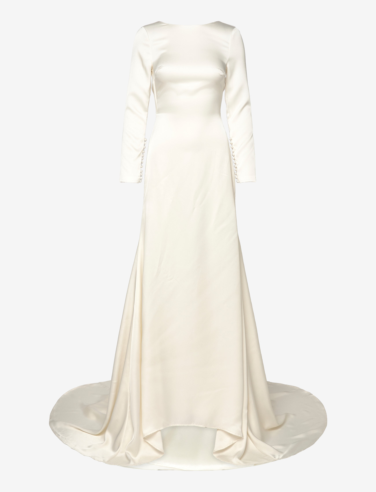 Malina - Hermine Long Sleeved Cowl Back Bridal Gown - brúðkaupskjólar - cream - 1