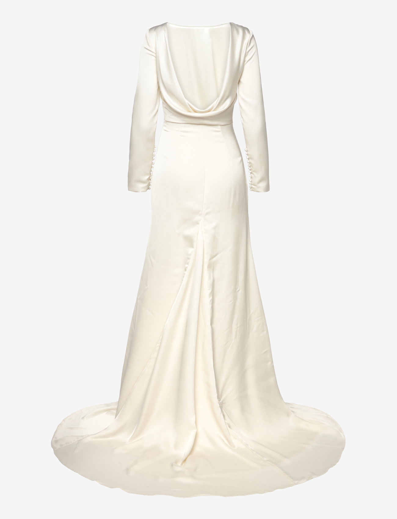 Malina - Hermine Long Sleeved Cowl Back Bridal Gown - brúðkaupskjólar - cream - 2