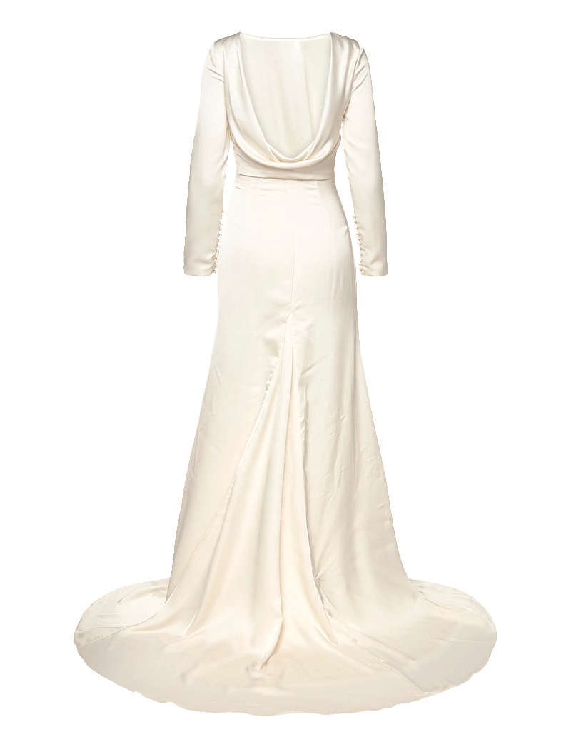 Malina - Hermine Long Sleeved Cowl Back Bridal Gown - brúðkaupskjólar - cream - 2