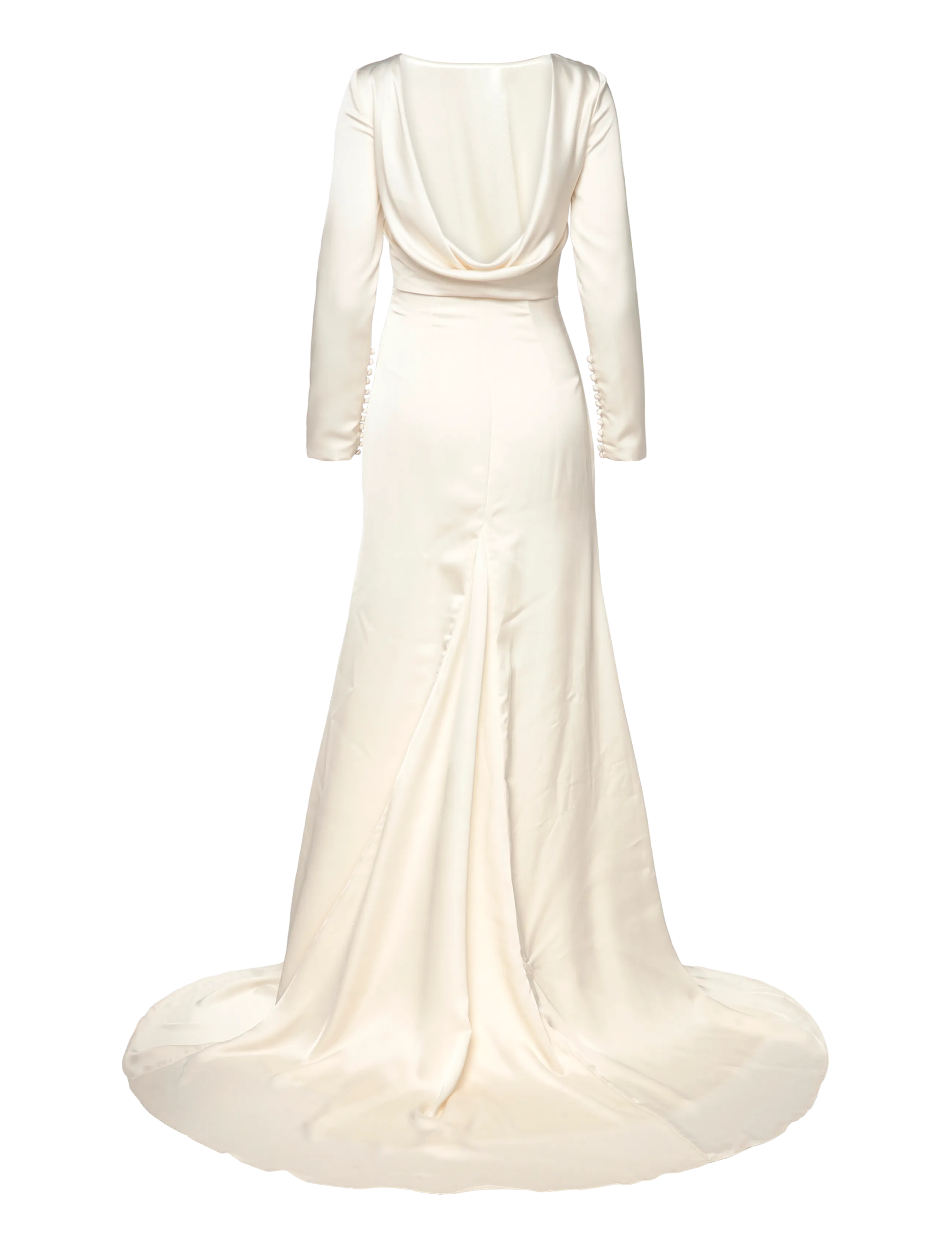 Malina - Hermine Long Sleeved Cowl Back Bridal Gown - trouwjurken - cream - 2