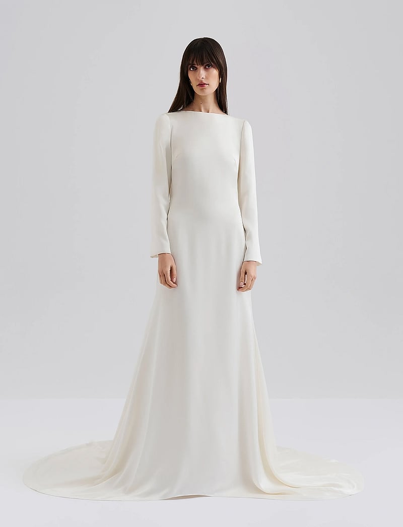 Malina - Hermine Long Sleeved Cowl Back Bridal Gown - brúðkaupskjólar - cream - 0