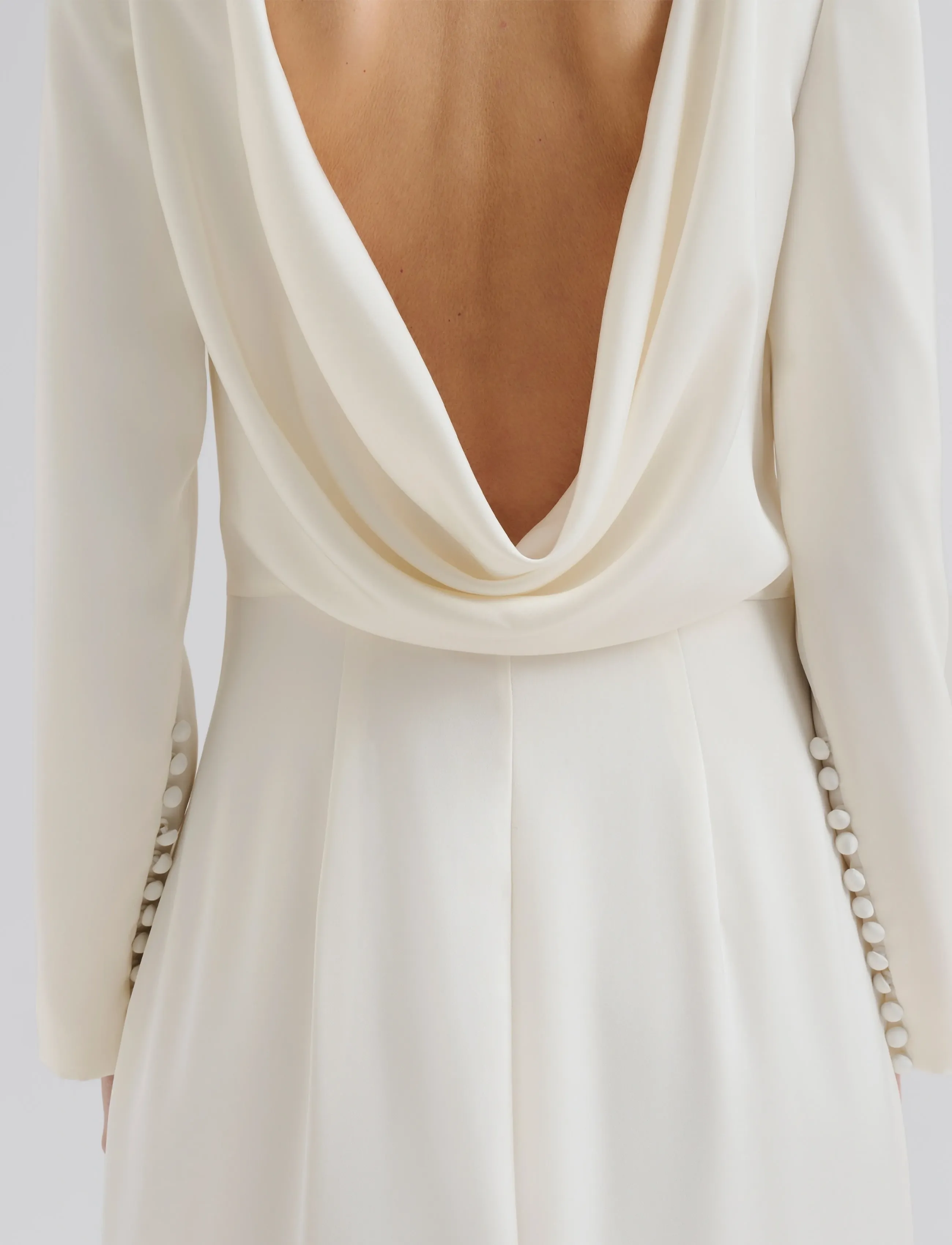 Malina - Hermine Long Sleeved Cowl Back Bridal Gown - trouwjurken - cream - 4