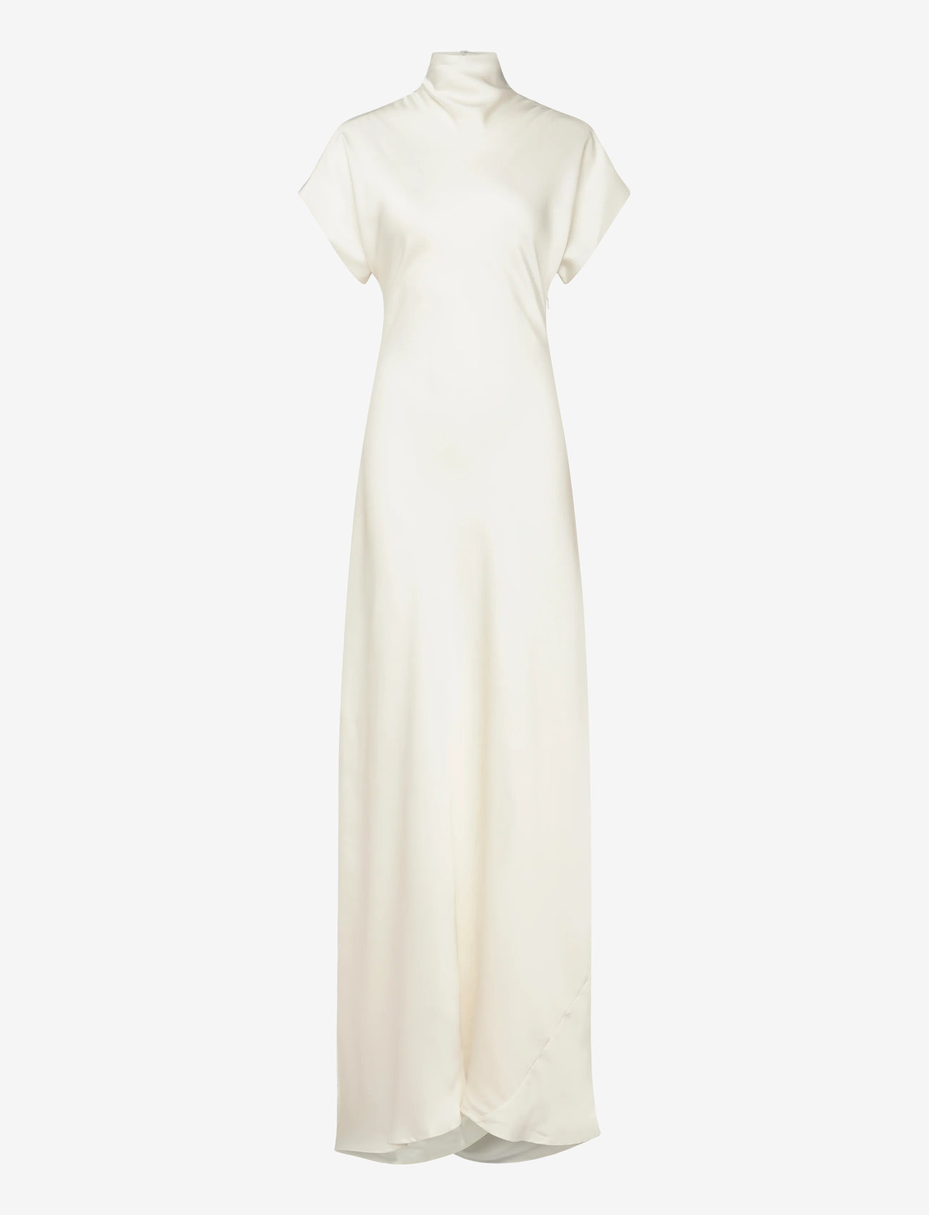 Malina - Alivia Short Sleeve Satin Bridal Gown - wedding dresses - cream - 1