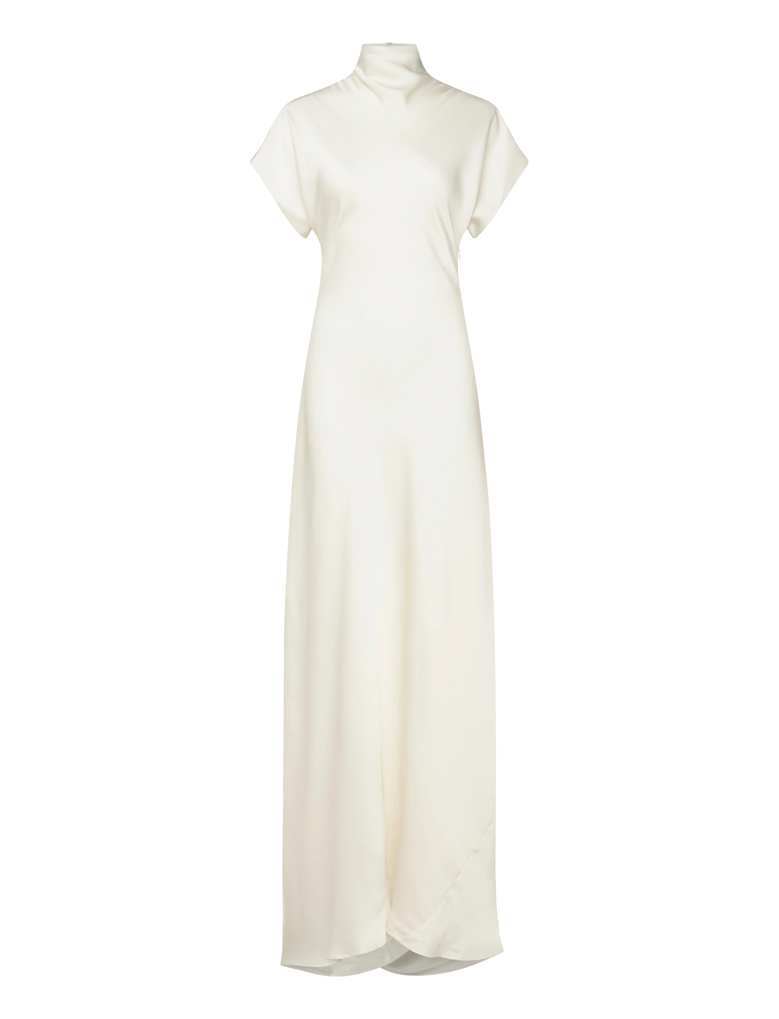 Malina - Alivia Short Sleeve Satin Bridal Gown - cream - 1