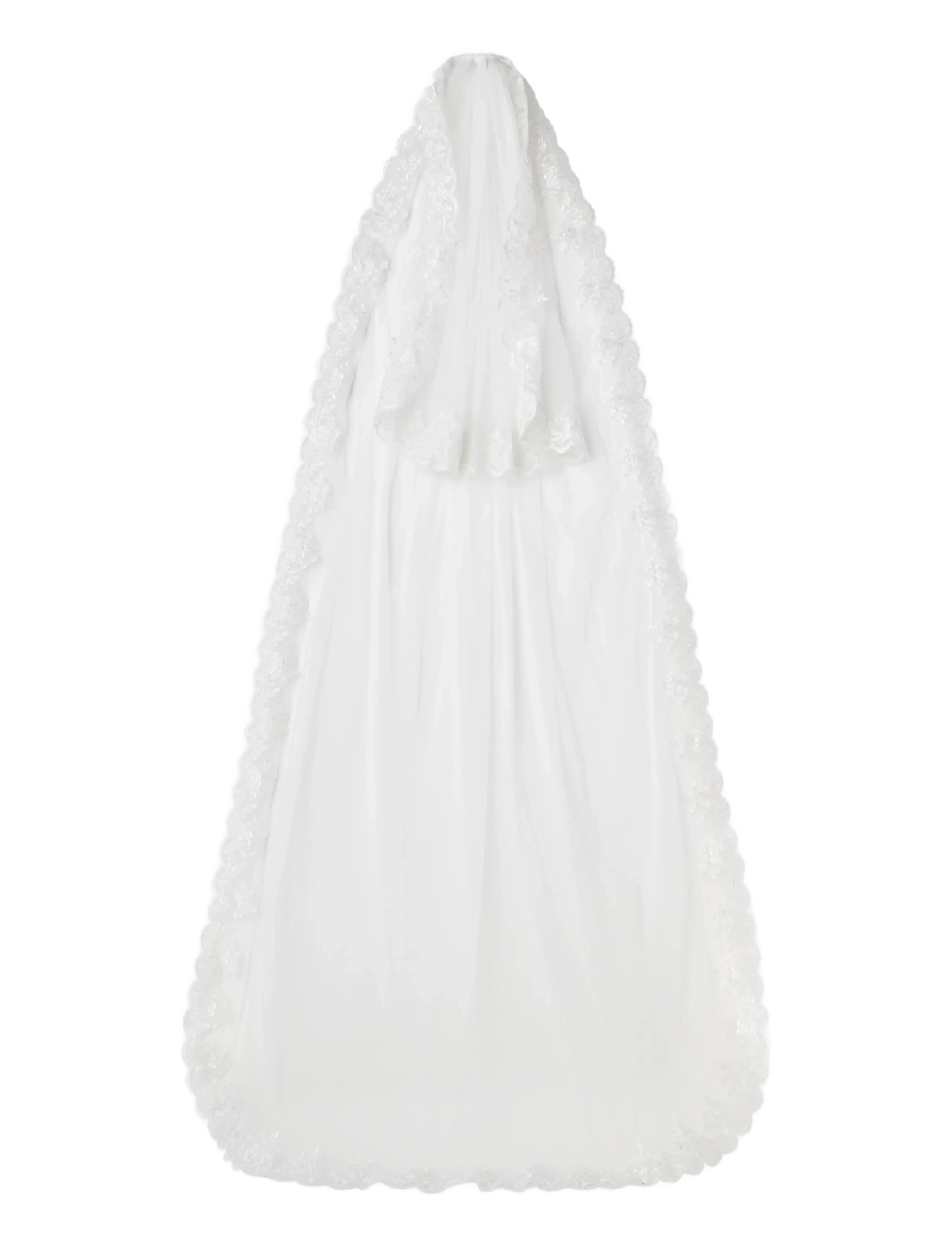 Malina - Lace Trimmed Cathedral-Length Blusher Veil - ivory - 1