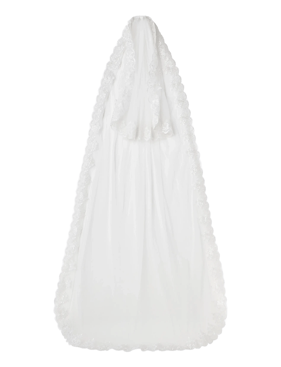 Malina - Lace Trimmed Cathedral-Length Blusher Veil - pulmakleidid - ivory - 1