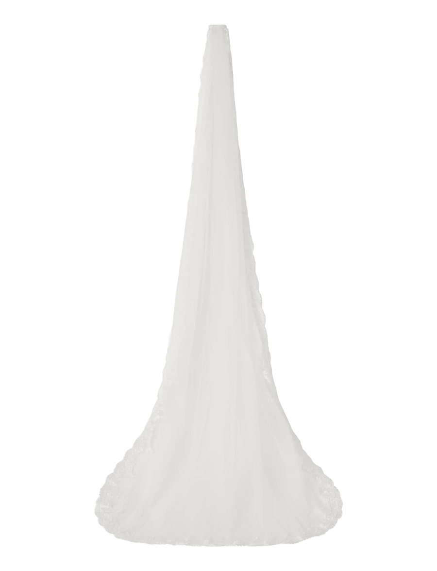 Malina - Lace Trimmed Cathedral-Length Blusher Veil - pulmakleidid - ivory - 2