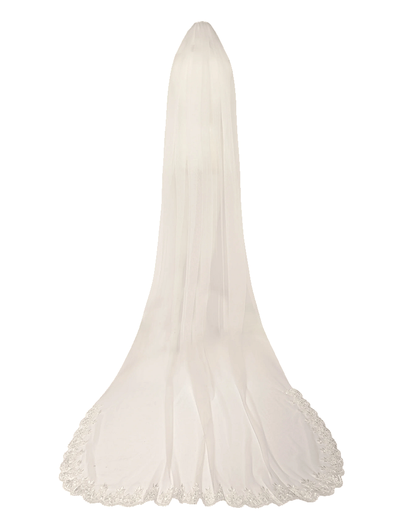 Malina - Lace trimmed cathedral veil - brudekjoler - ivory - 2