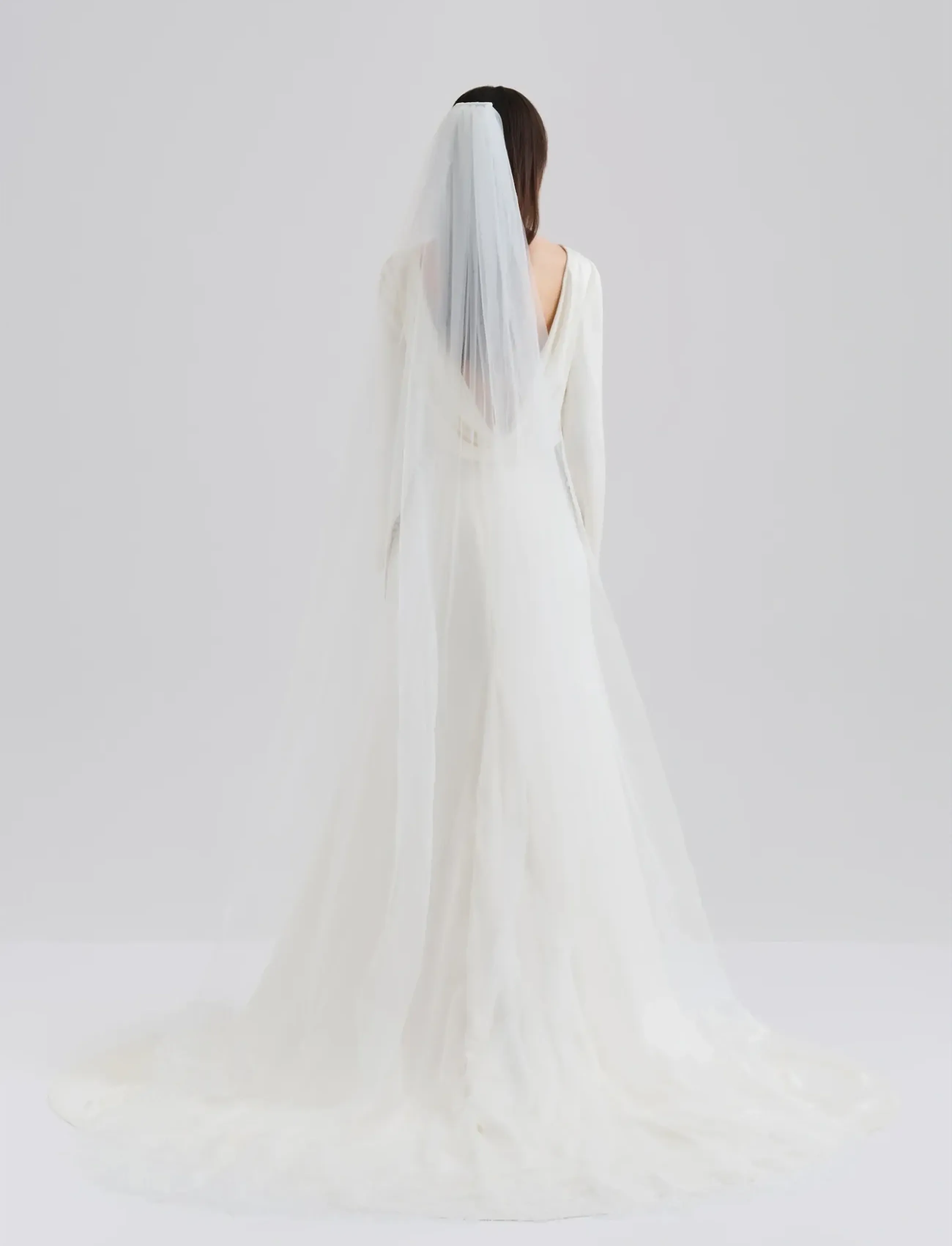 Malina Lace trimmed cathedral veil - Kjoler - IVORY / white
