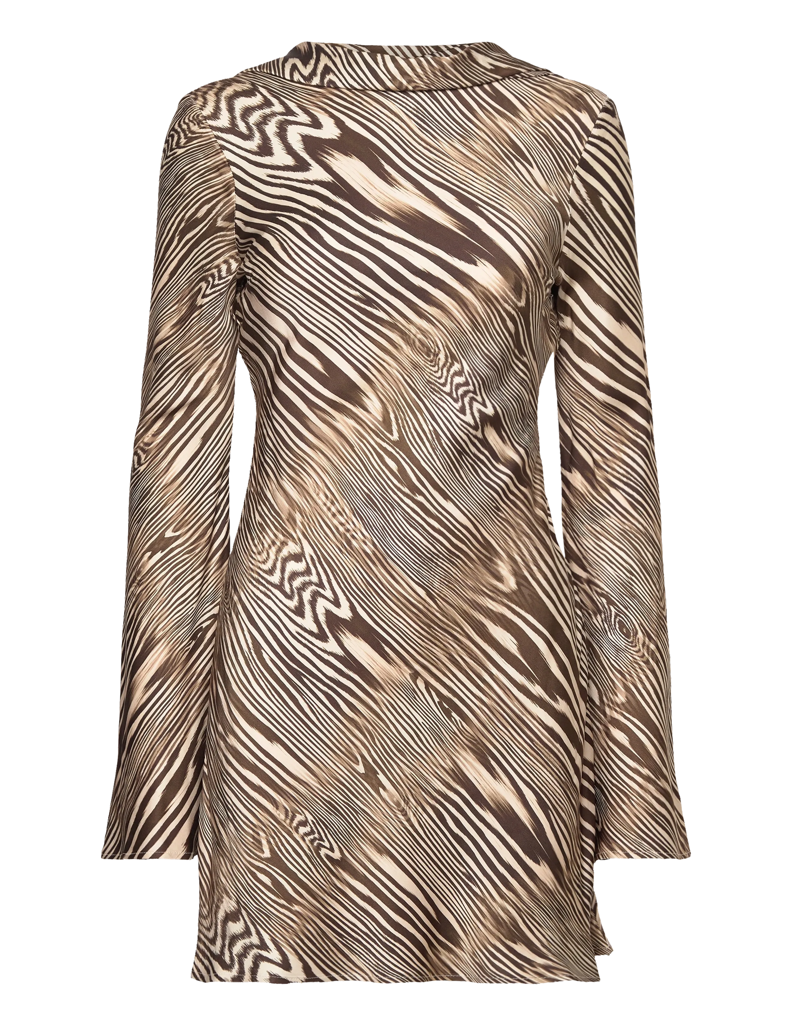 MALINA Cezanne Low Back Satin Mini Kleid Braun - 36 - Damen