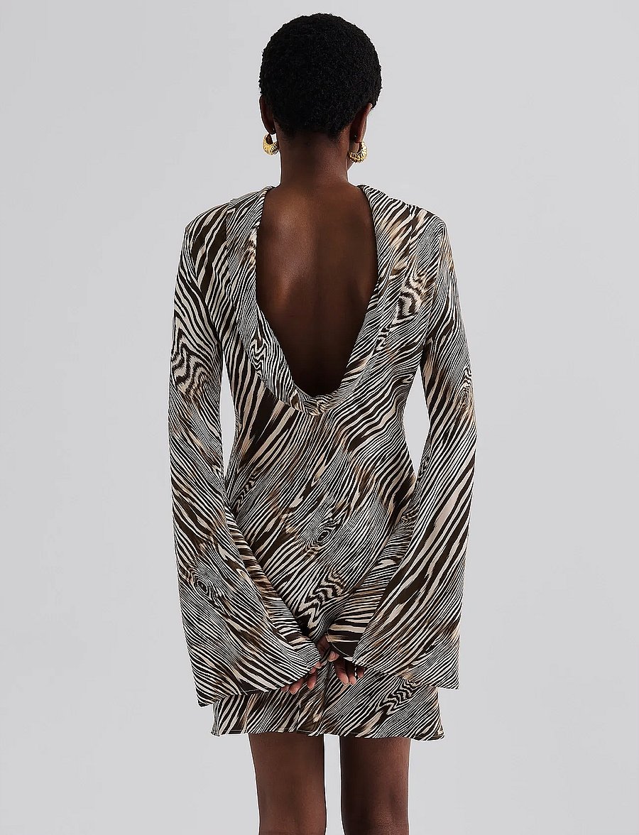 Malina - Cezanne Low Back Satin Mini dress - party dresses - moire - 4