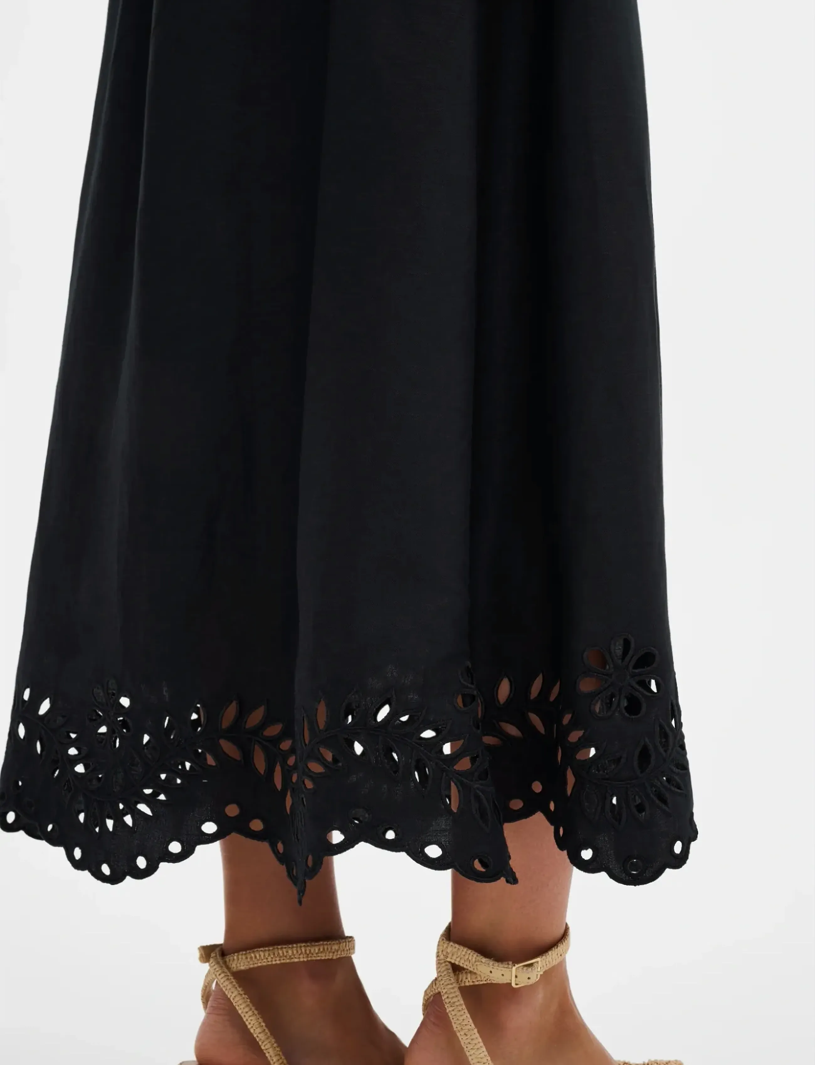 Malina - Chara Broderie Anglais Maxi Skirt - lange skjørt - black - 3