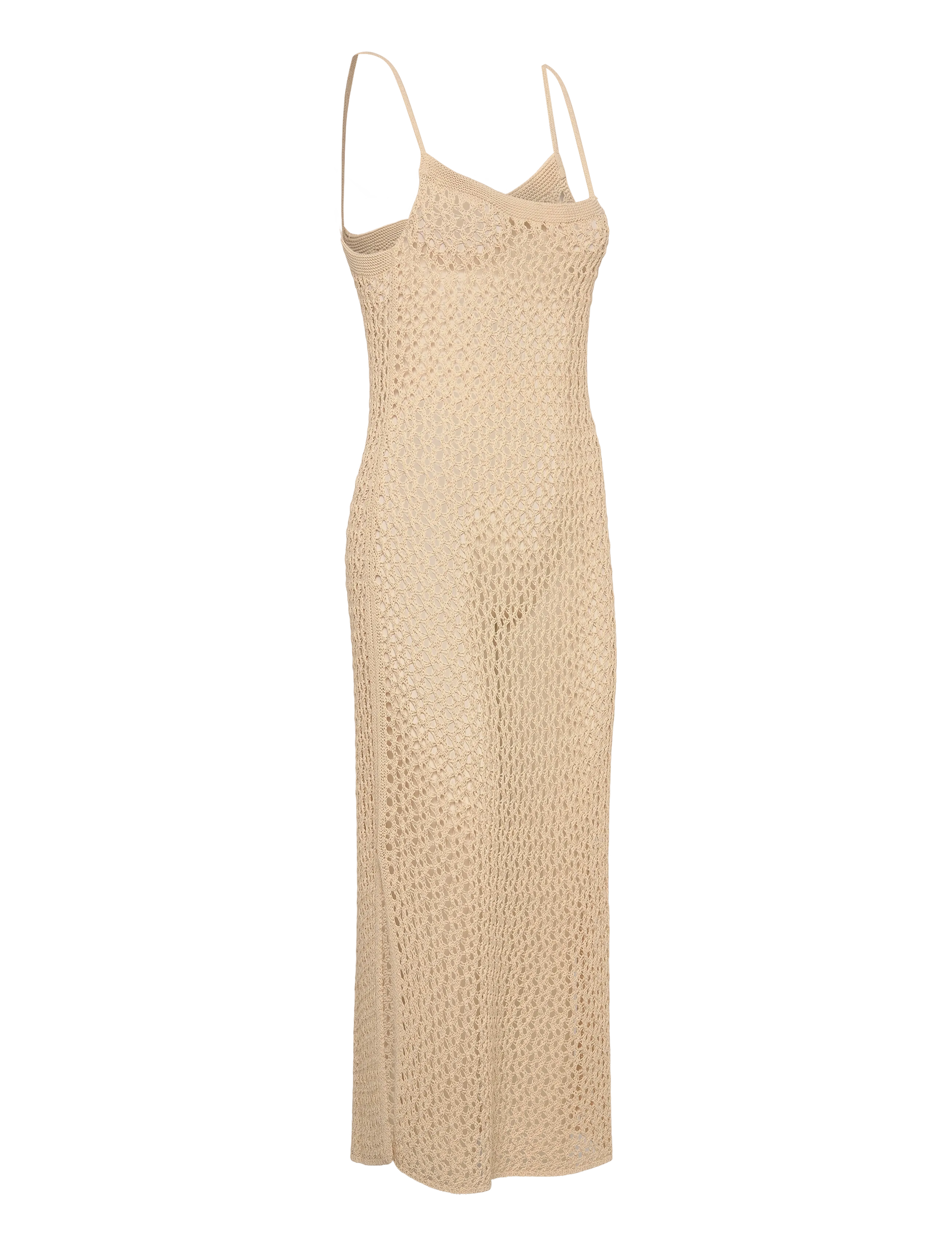 Malina - Claudine Knitted Slip Beach Maxi Dress - strandtøj - sand - 4