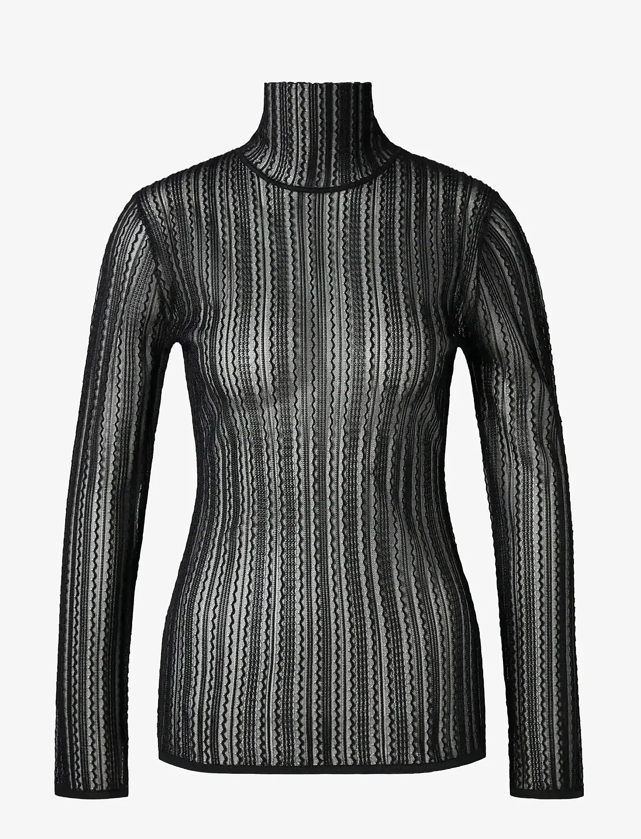Malina - Zelie Sheer Knitted Turtleneck top - kõrge kaelusega džemprid - black - 1