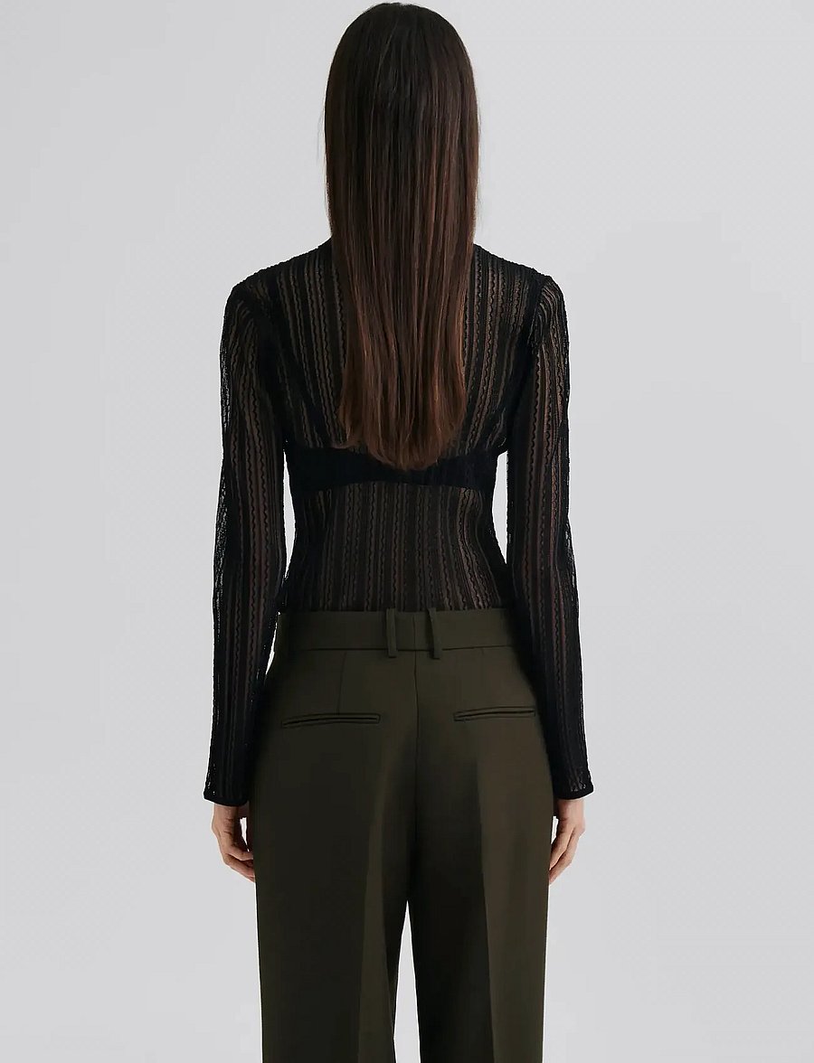 Malina - Zelie Sheer Knitted Turtleneck top - rullekraver - black - 2