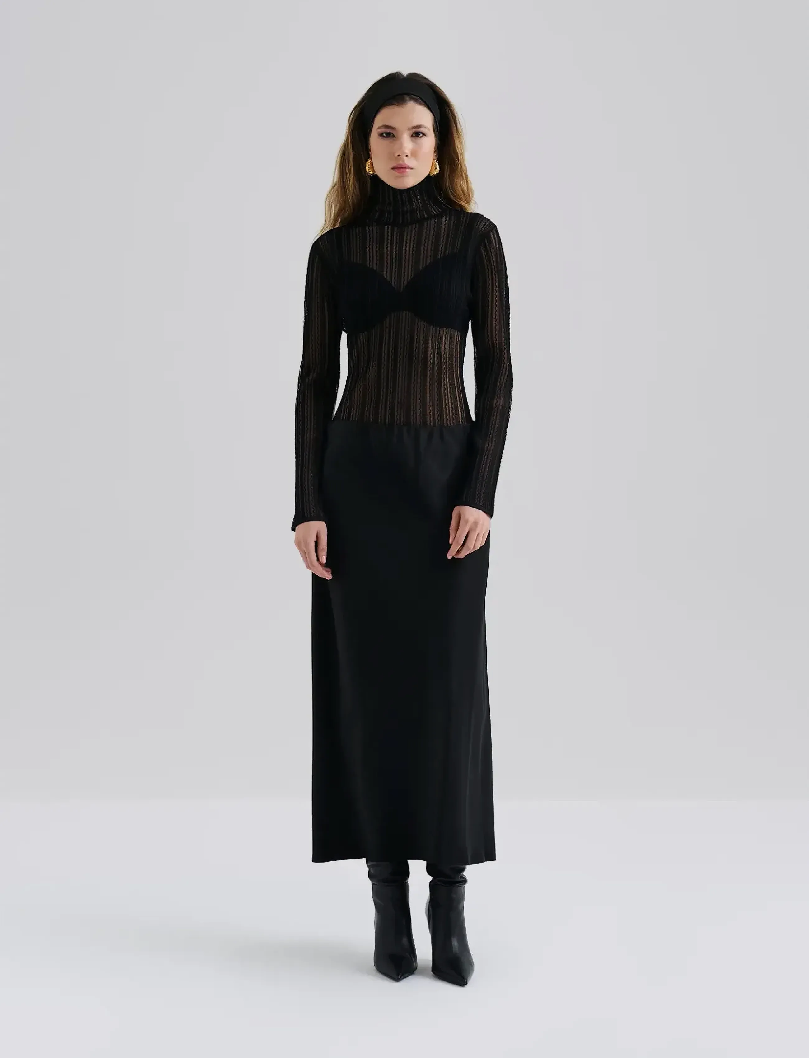 Malina - Zelie Sheer Knitted Turtleneck top - pulls à col roulé - black - 4