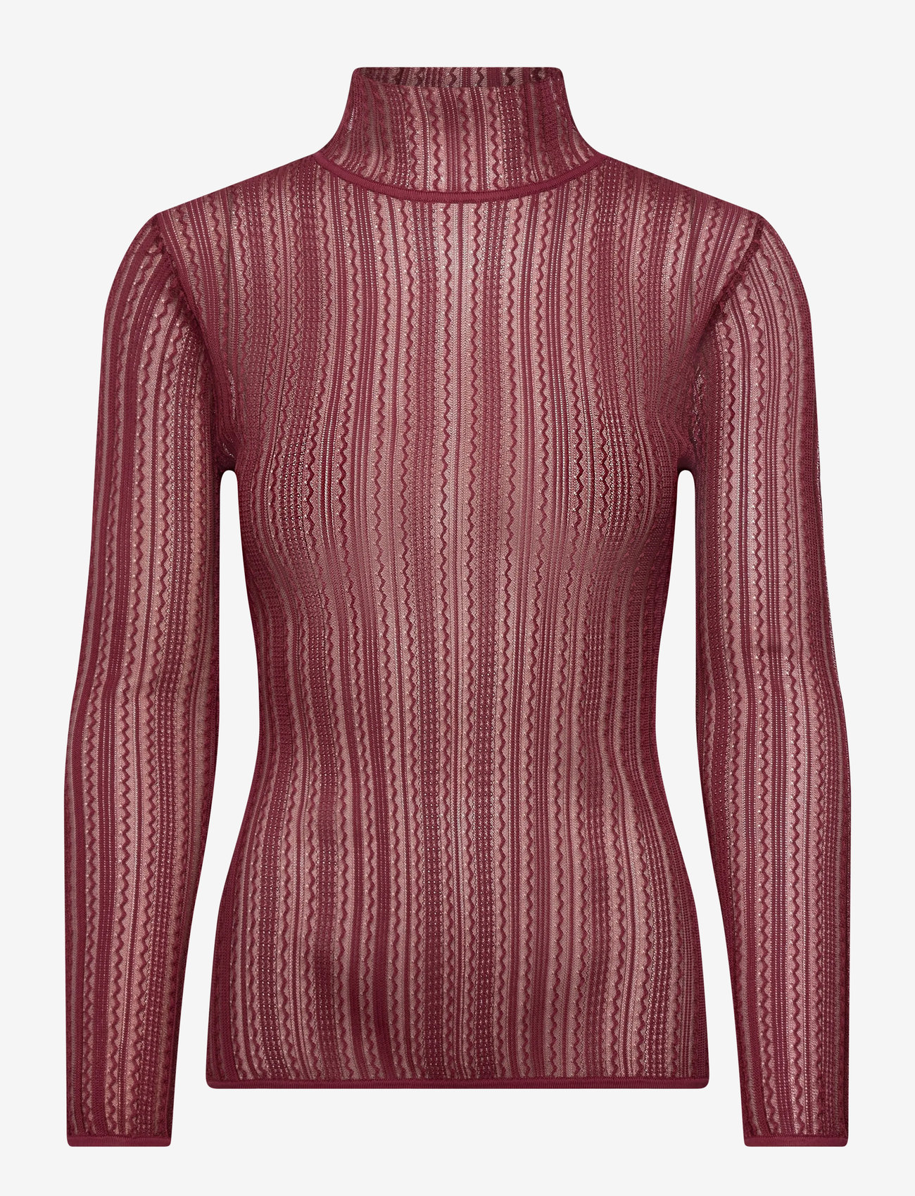 Malina - Zelie Sheer Knitted Turtleneck top - rullekraver - wine - 1