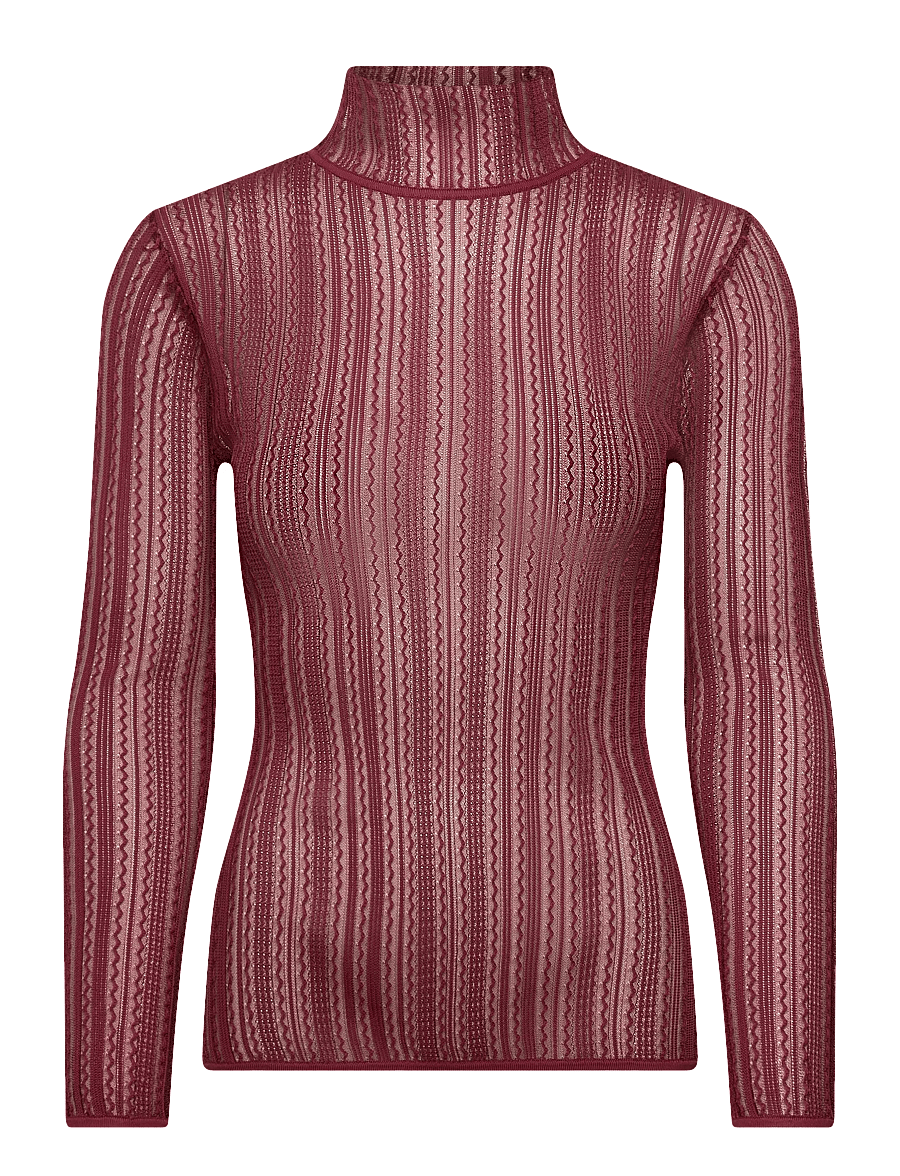 Malina - Zelie Sheer Knitted Turtleneck top - rollkragenpullover - wine - 1