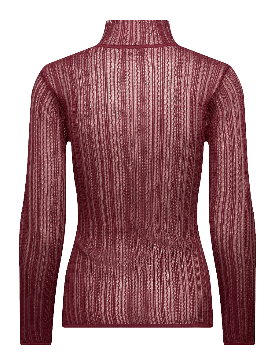 Malina - Zelie Sheer Knitted Turtleneck top - rollkragenpullover - wine - 2