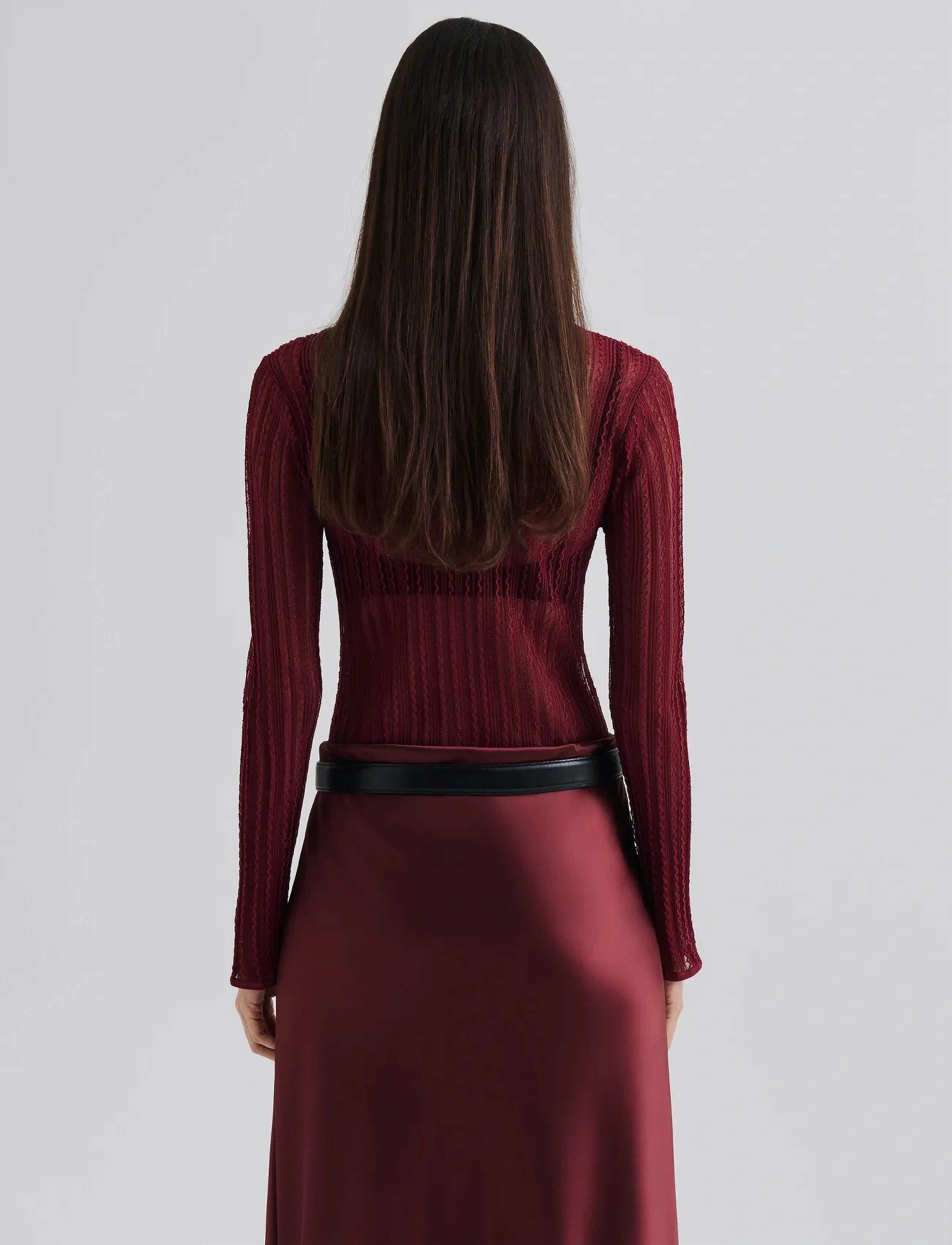 Malina - Zelie Sheer Knitted Turtleneck top - rullekraver - wine - 3