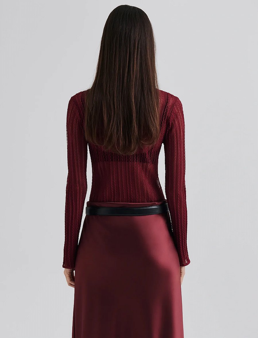 Malina - Zelie Sheer Knitted Turtleneck top - rollkragenpullover - wine - 3