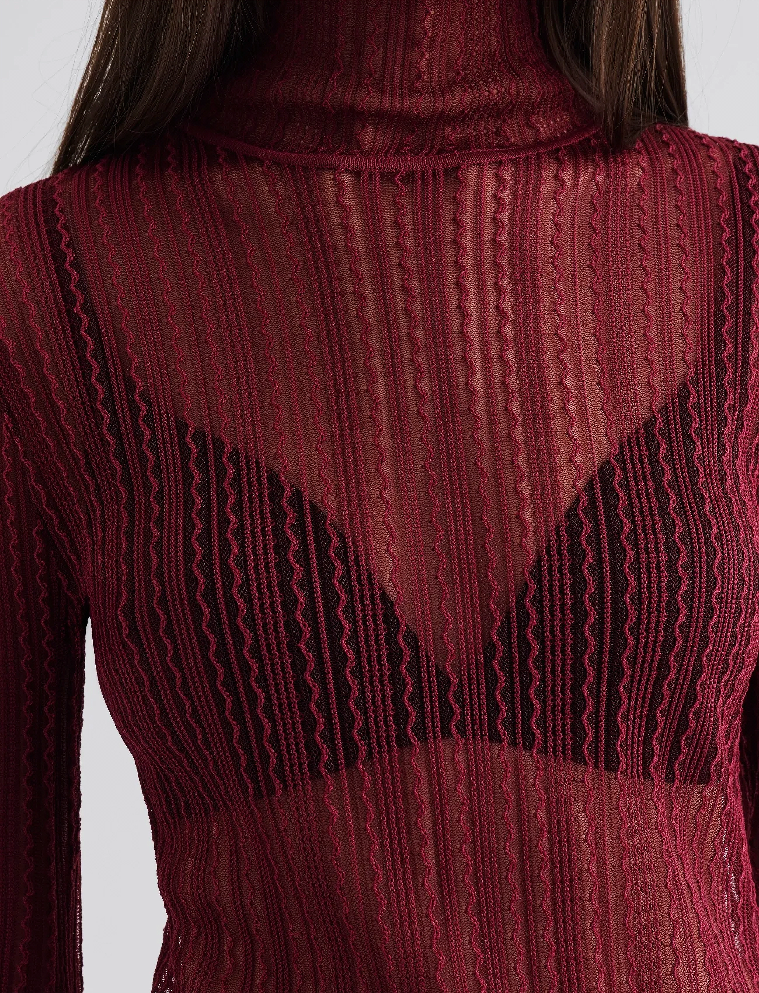Malina - Zelie Sheer Knitted Turtleneck top - rollkragenpullover - wine - 4