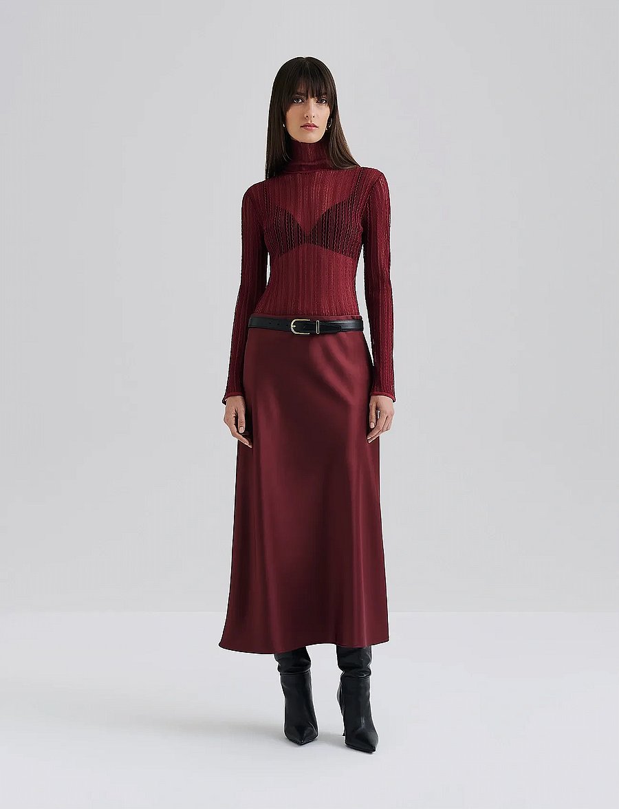 Malina - Zelie Sheer Knitted Turtleneck top - rollkragenpullover - wine - 5